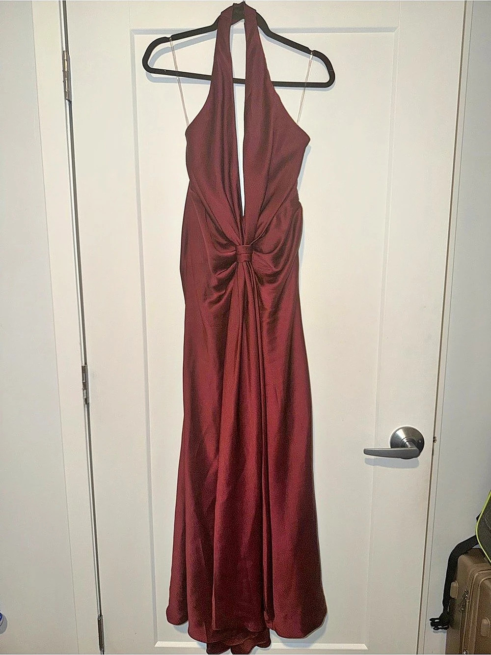 BABYBOO Linette Gown Halter Maxi Gown in CHERRY LACQUER- Like New